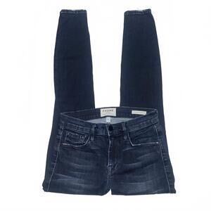 Frame Dark Wash Skinny Crop Jeans Womens 24 Stretch Classic Modern Fit Denim